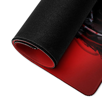 Red Black Abstract Battle Gaming Mouse Pad Large Size For Desktop Setup Non Slip Dynamic Brushstroke Art