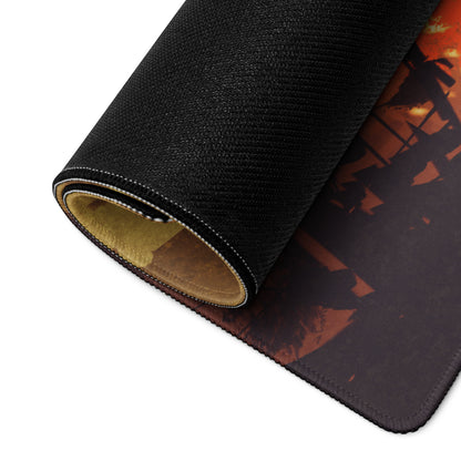 Gamer Mouse Pad Fiery Orange Black Large Size for Gaming Desk Setup Edge Stitching Non Slip