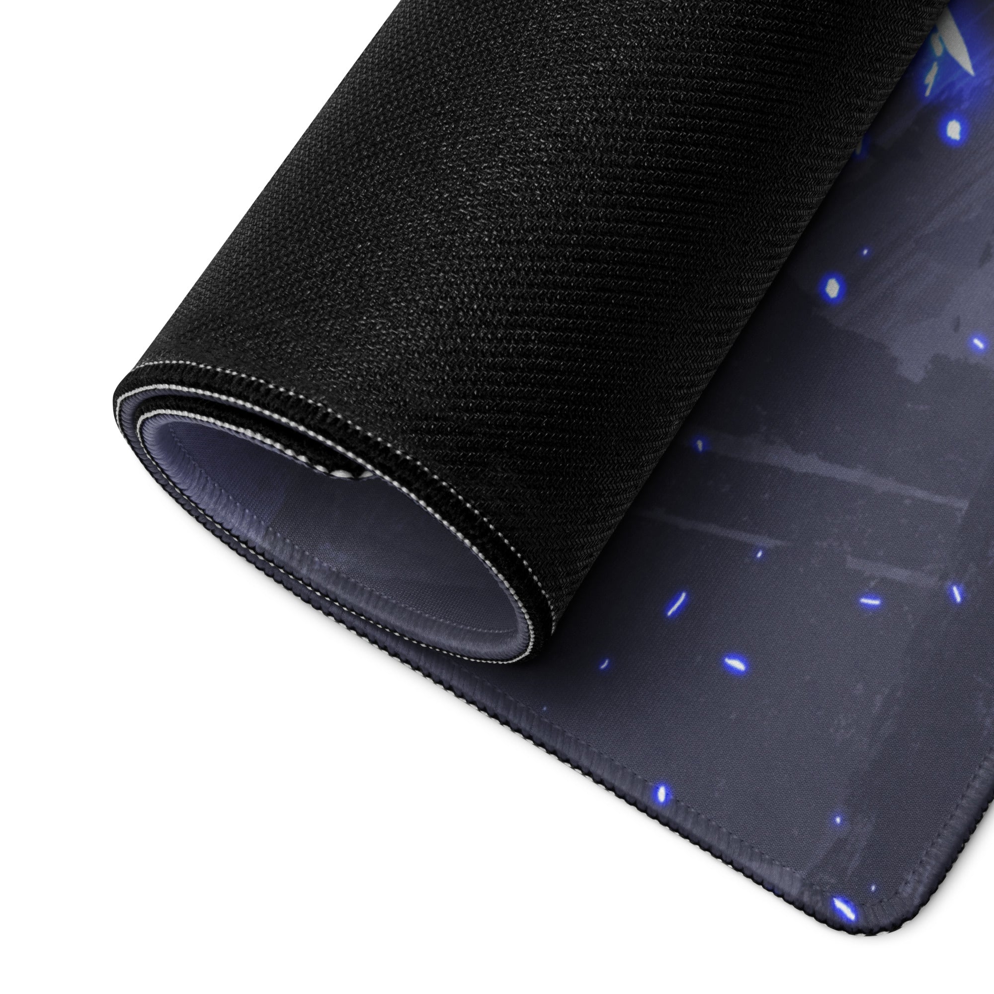 Blue Neon Cyberpunk Gaming Mouse Pad For Desktop Setup Large Non Slip Desk Mat With Futuristic Art