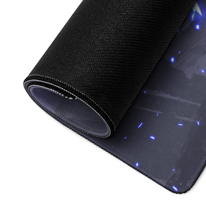 Blue Neon Cyberpunk Gaming Mouse Pad For Desktop Setup Large Non Slip Desk Mat With Futuristic Art