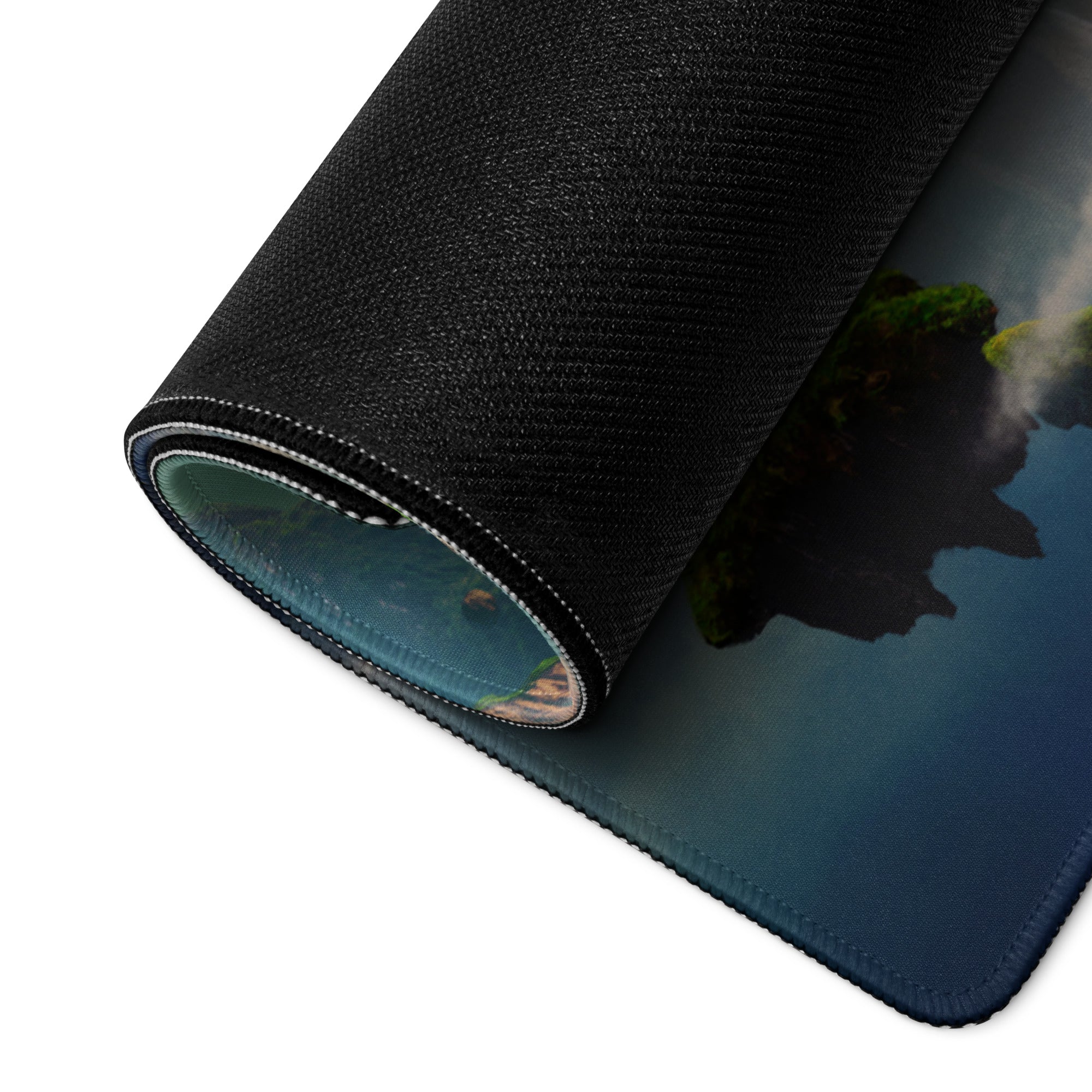 Gaming Mouse Pad Blue Teal Fantasy Landscape For Gaming Desk Style Immersive Mood Digital Artwork