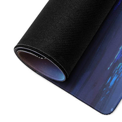 Space Themed Gaming Mouse Pad Large Desk Mat In Deep Blue Purple Hues Non Slip Edge Stitching Immersive Celestial Style