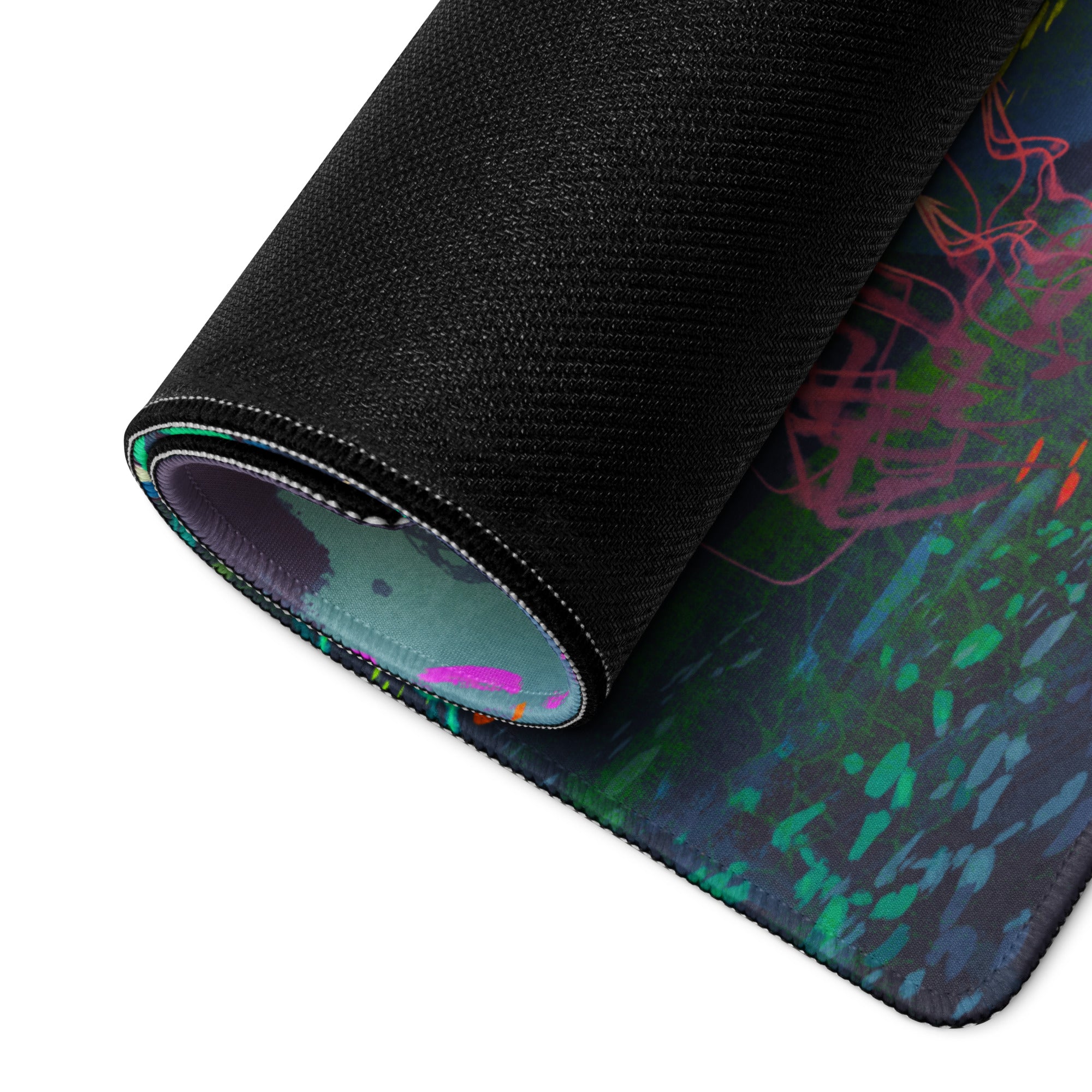 Gaming Mouse Pad Multicolor Desk Setup Esports Style Abstract Art Digital Paint Splatter