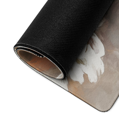 Floral Rose Desk Pad - Floral Desk Pad Peach Ivory Home Office Watercolor Soft Romantic Mood Modern Chic Decor Gamers