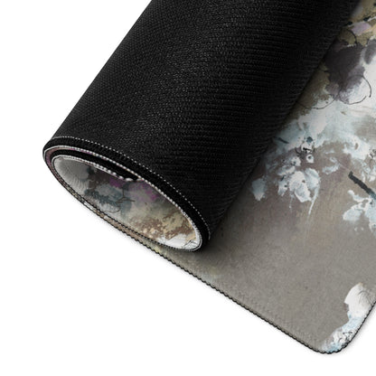 Floral Abstract Gaming Mouse Pad - Floral Pattern Beige Pink Gray Desktop Gaming Art Soft Mood Modern Minimal Desk Decor
