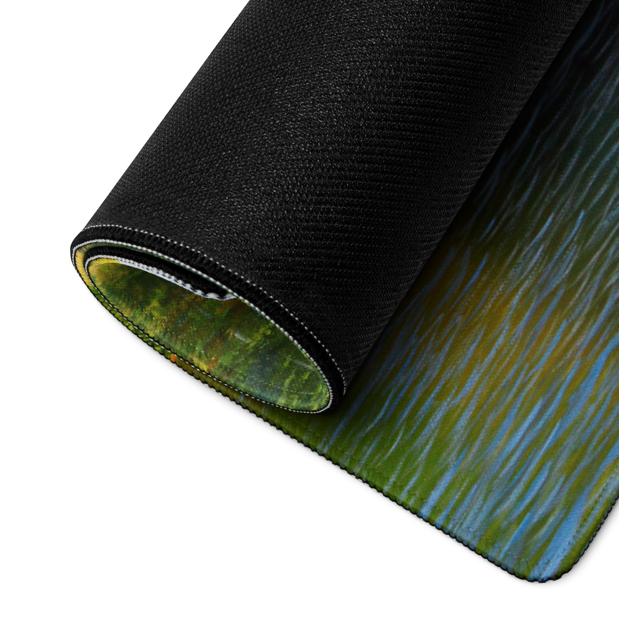 Autumn Forest Riverside Mouse Pad - Forest Landscape Green Blue Desktop Tranquil Mood Desk Mat Office Decor Oil Painting