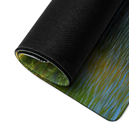 Autumn Forest Riverside Mouse Pad - Forest Landscape Green Blue Desktop Tranquil Mood Desk Mat Office Decor Oil Painting