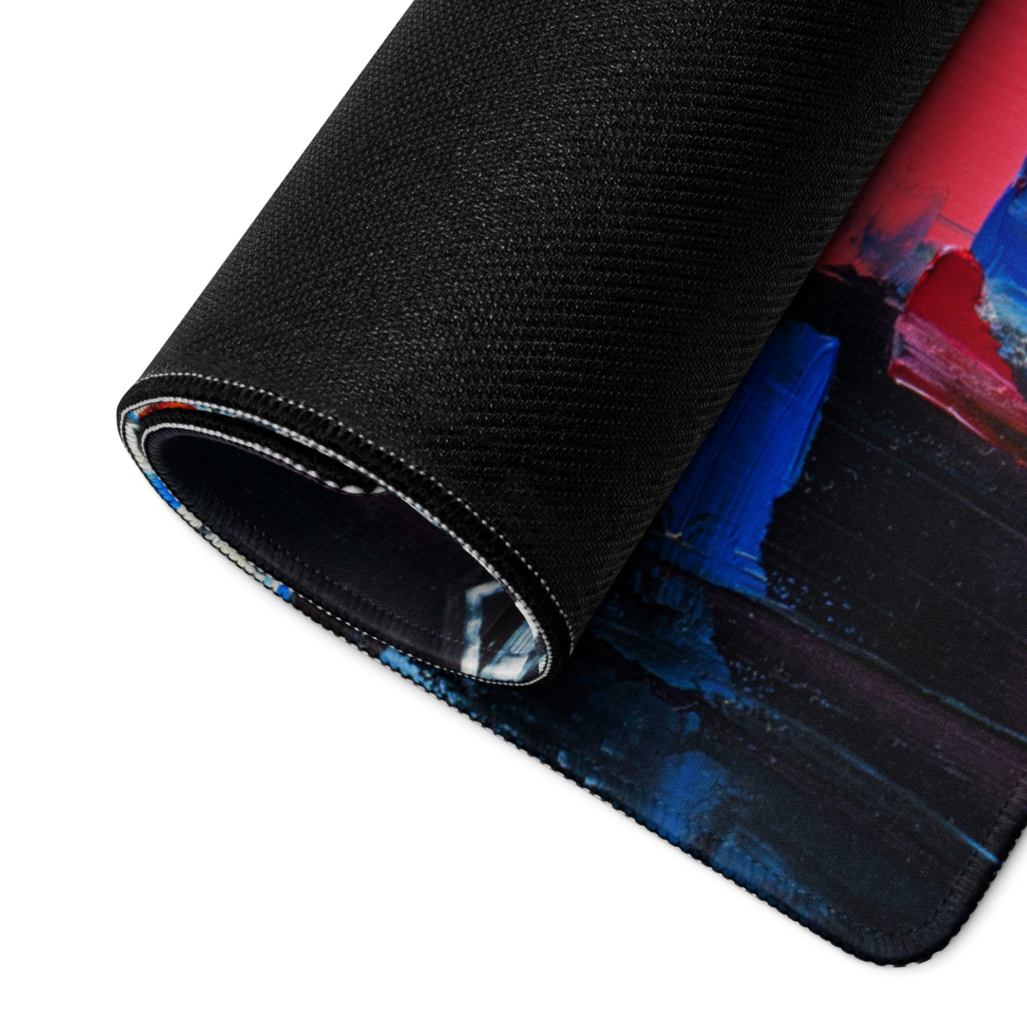 Urban Blues Large Gaming Mouse Pad - Cityscape Blue Desk Impasto Bold Modern Abstract Large Desk Mat Acrylic