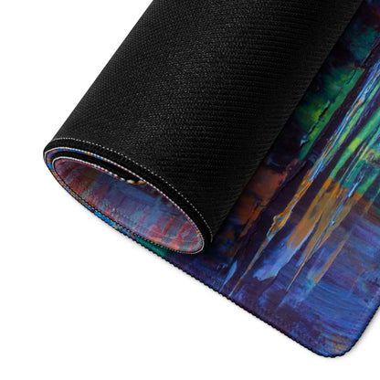 Colorful Cityscape Mouse Pad - Gaming Mouse Pad Blue Purple Orange Yellow Abstract Vibrant Modern Desk Mat Acrylic