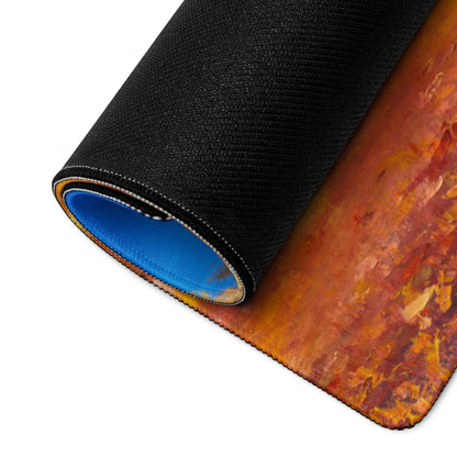 Autumn Leaves Mouse Pad - Autumn Leaves Desk Pad Orange Blue Impressionist Vibrant Cozy Rustic Modern Gaming Oil Canvas