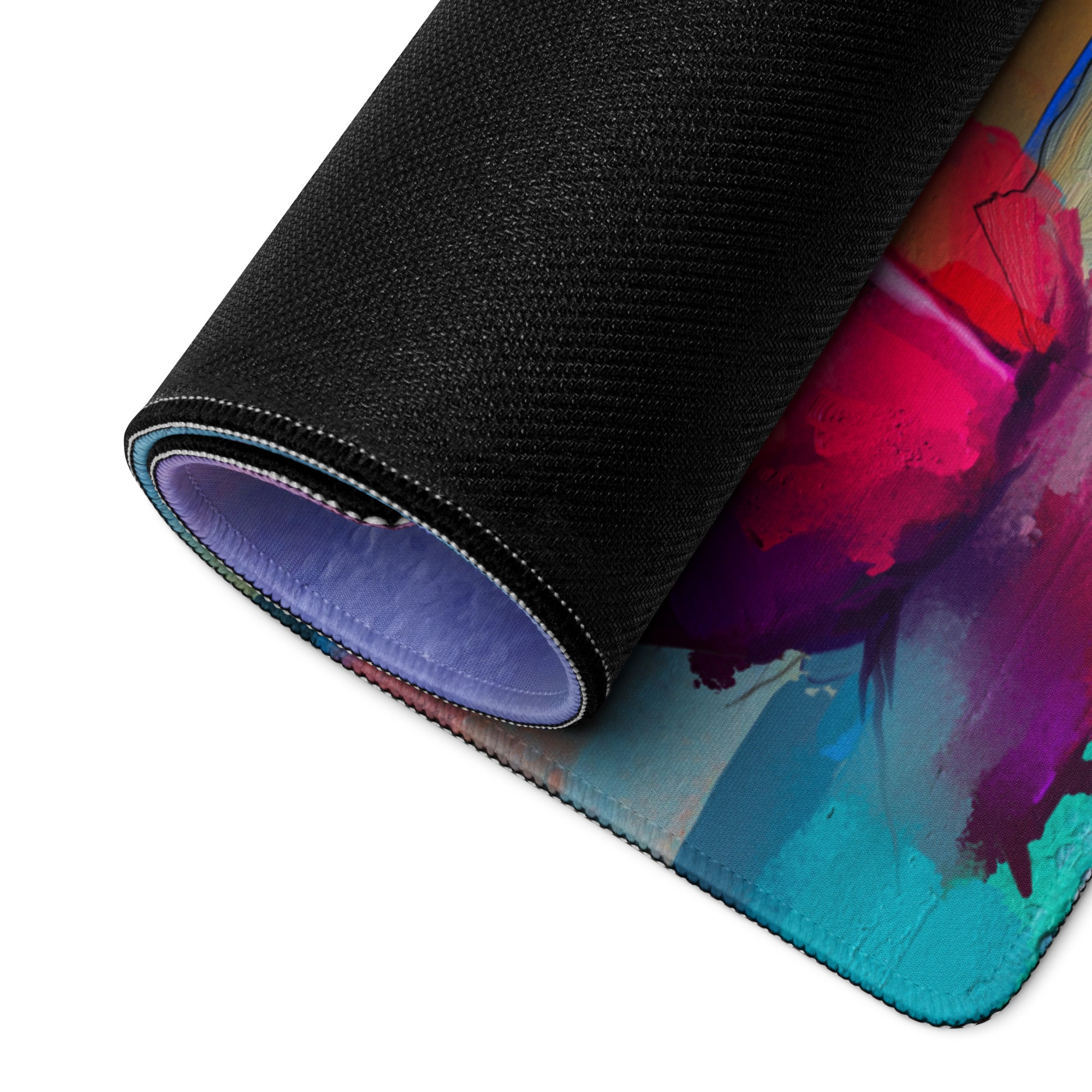 Azure Sailboats Abstract Mouse Pad - Sailboats Blue Teal Purple Orange Desktop Setup Abstract Dreamy Nautical Mood Modern Gaming Mouse Pad Acrylic