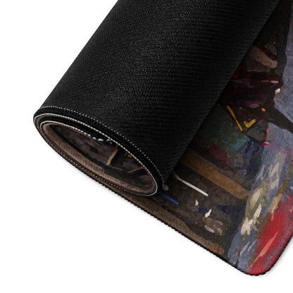 Urban Rain City Street Mouse Pad - City Street Scene Gray Yellow Red Setup Moody Urban Indust Mouse Pad Oil On Canvas