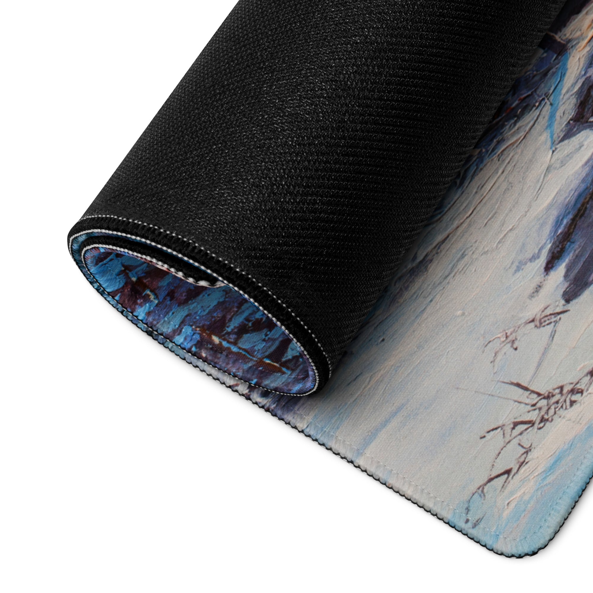 Impressionist Winter Forest Mouse Pad - Winter Forest Blue Desk Gaming Impressionist Mood Serene Contemporary Desk Print
