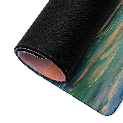 Sunset Seascape Gaming Mousepad - Gaming Mouse Pad Sunset Hues Pink Blue Desk Calm Mood Minimal Decor Niche Oil Painting