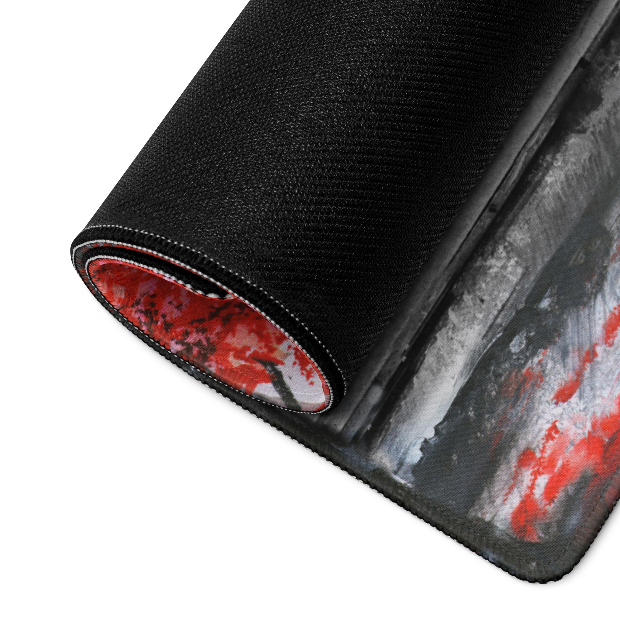 London Cityscape Red Accent Mouse Pad - London Cityscape Red Black White Gaming Modern Moody Urban Art Cityscape Pad