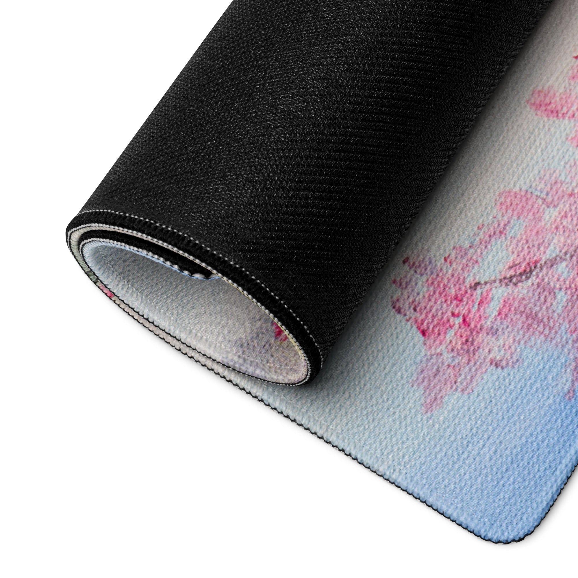 Blossom Park Gaming Mouse Pad - Cherry Blossom Pink Blue Desk Impressionist Serene Mood Modern Desk Decor Oil Painting