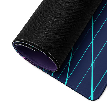 Neon Retro Landscape Gaming Mouse Pad - Landscape Neon Purple Teal Gaming Desk Energetic Vaporwave Cyberpunk Neon Grid