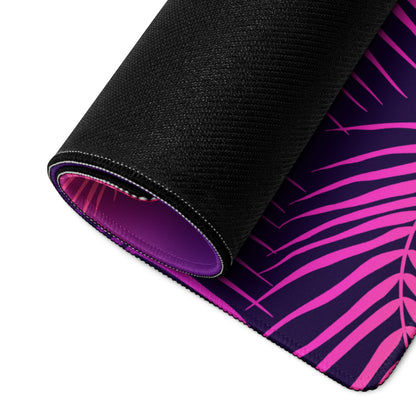 Neon Palm Sunset Mouse Pad - Gaming Mouse Pad Purple Pink Gradient Desk Setup Tropical Style Vibrant Sunset Mood