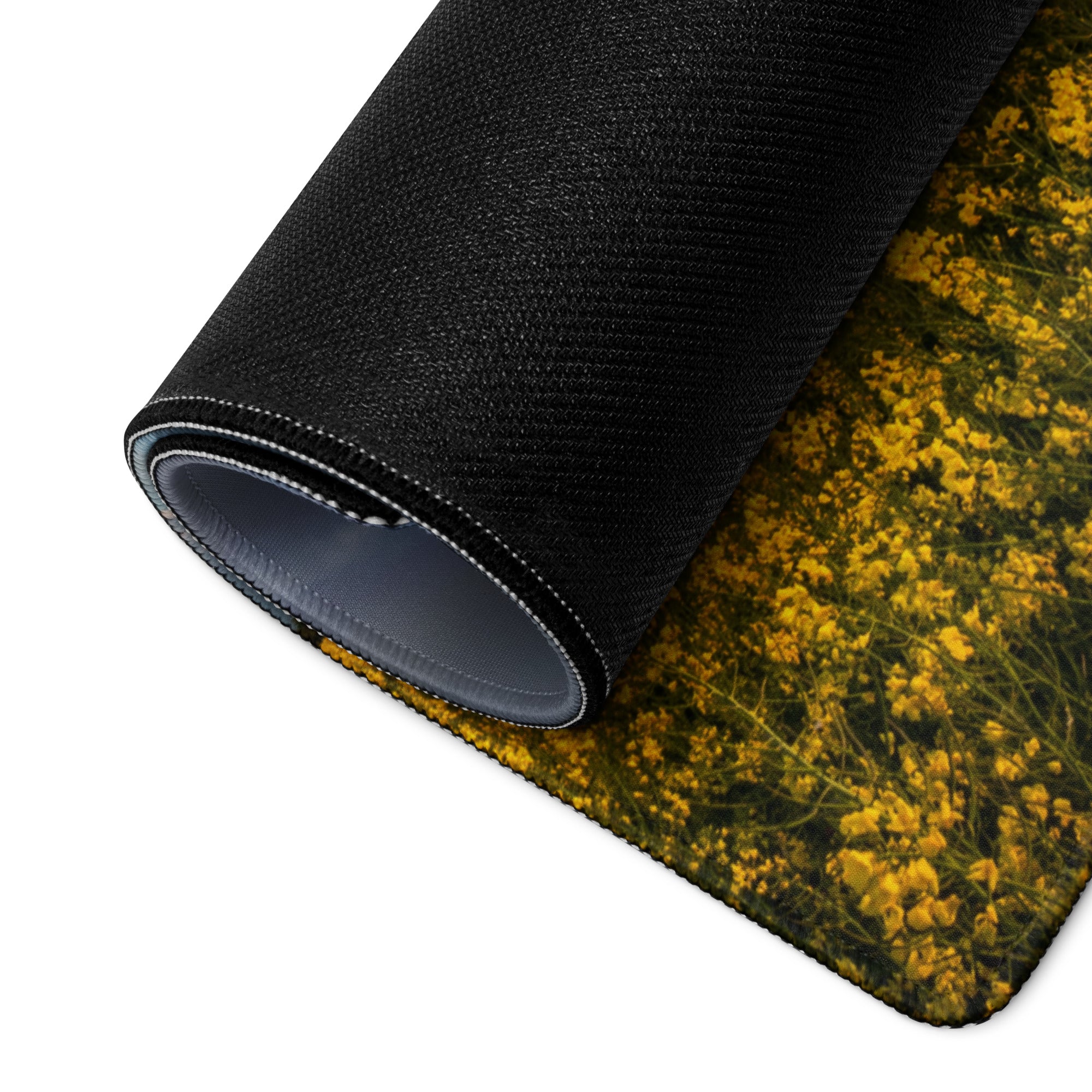 Stormy Canola Field Desk Pad - Landscape Canola Field Yellow Blue Gaming Desk Photo Print - Dramatic Mood Wall Art Photo