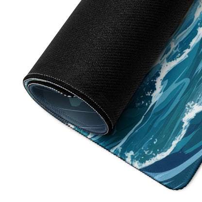 Stormy Island Oasis Mouse Pad - Tropical Navy Blue Palms Desk Digital Moody Coastal Decor Gaming Mat