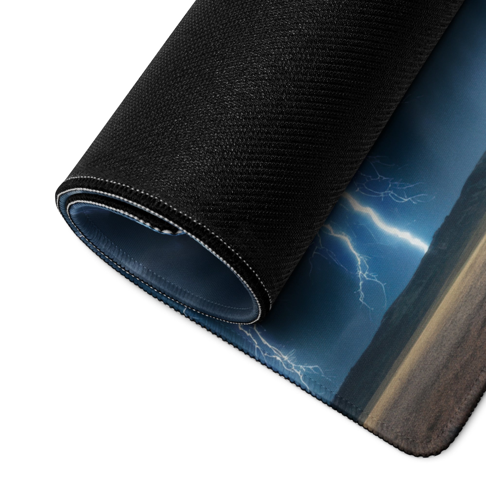 Storm Lightning Mouse Pad - Storm Lightning Blue Gray White Gaming Cinematic - Dramatic Modern Desk Mat Photography