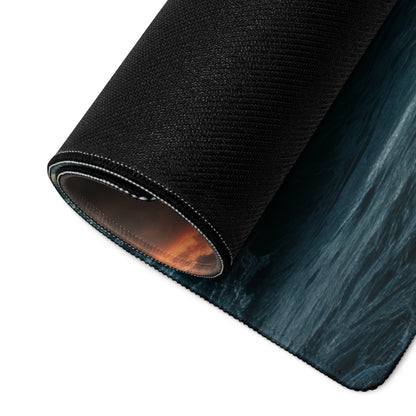 Stormy Ocean Mouse Pad - Stormy Ocean Waves Teal Navy Desk Gaming Moody Atmosphere Ocean Photography Print