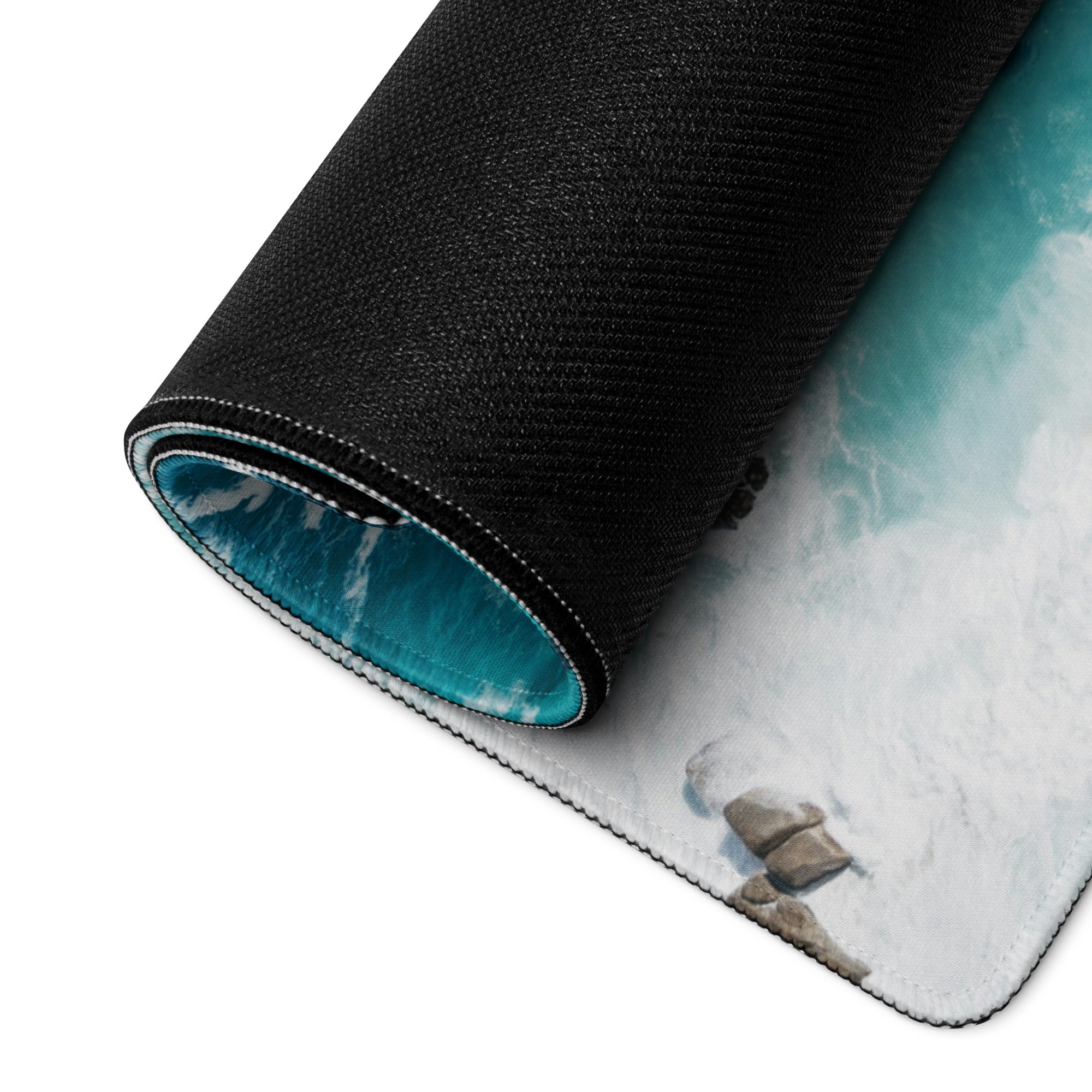 Azure Ocean Wave Desk Pad - Ocean Waves Blue Turquoise Desk Pad Modern Serene Mood Coastal Nautical Office Gaming Photo
