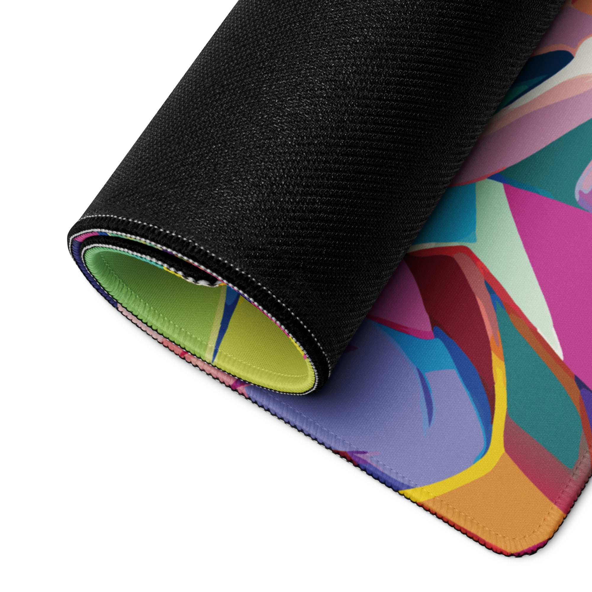 Vibrant Anime Portrait Mouse Pad - Mouse Pad Rainbow Multicolor Gaming Desk Anime Pop Art Bright Mood Anime Desk Art