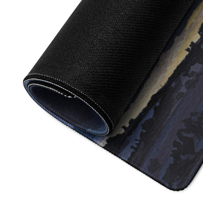 Azure Storm Landscape Pad - Mouse Pad Blue Indigo Home Office Landscape Moody Atmosphere Decor Desk Mat Watercolor