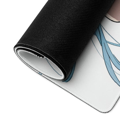 Blue Haired Anime Desk Pad - Anime Gaming Mouse Pad Blue White Desk Style Cool Mood Modern Desk Mats For Gamers Digital