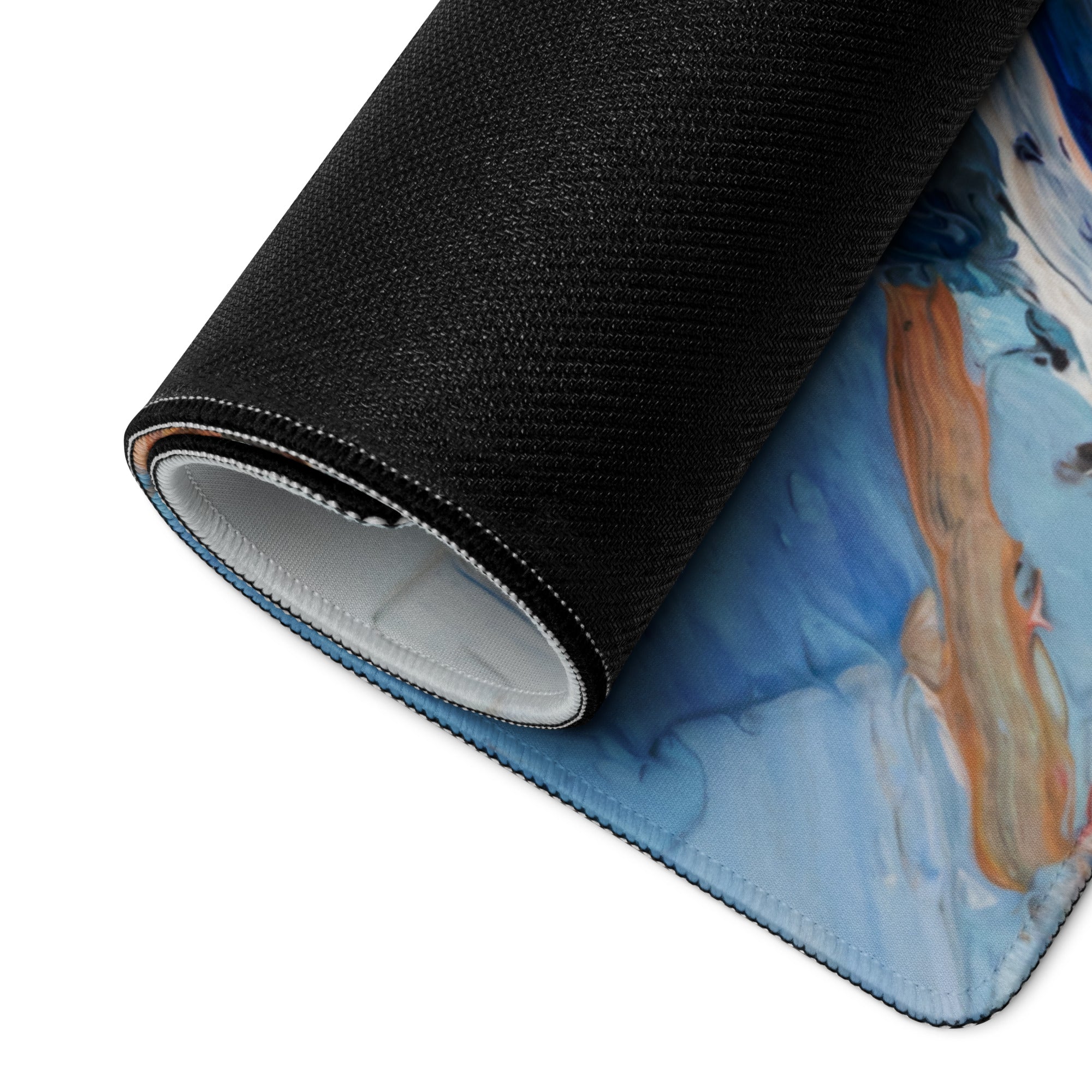 Mountain Dawn Abstract Canvas - Mountain Landscape Blue White Teal Brown Desk Gaming Setup Impasto Oil Serene Desk Mood