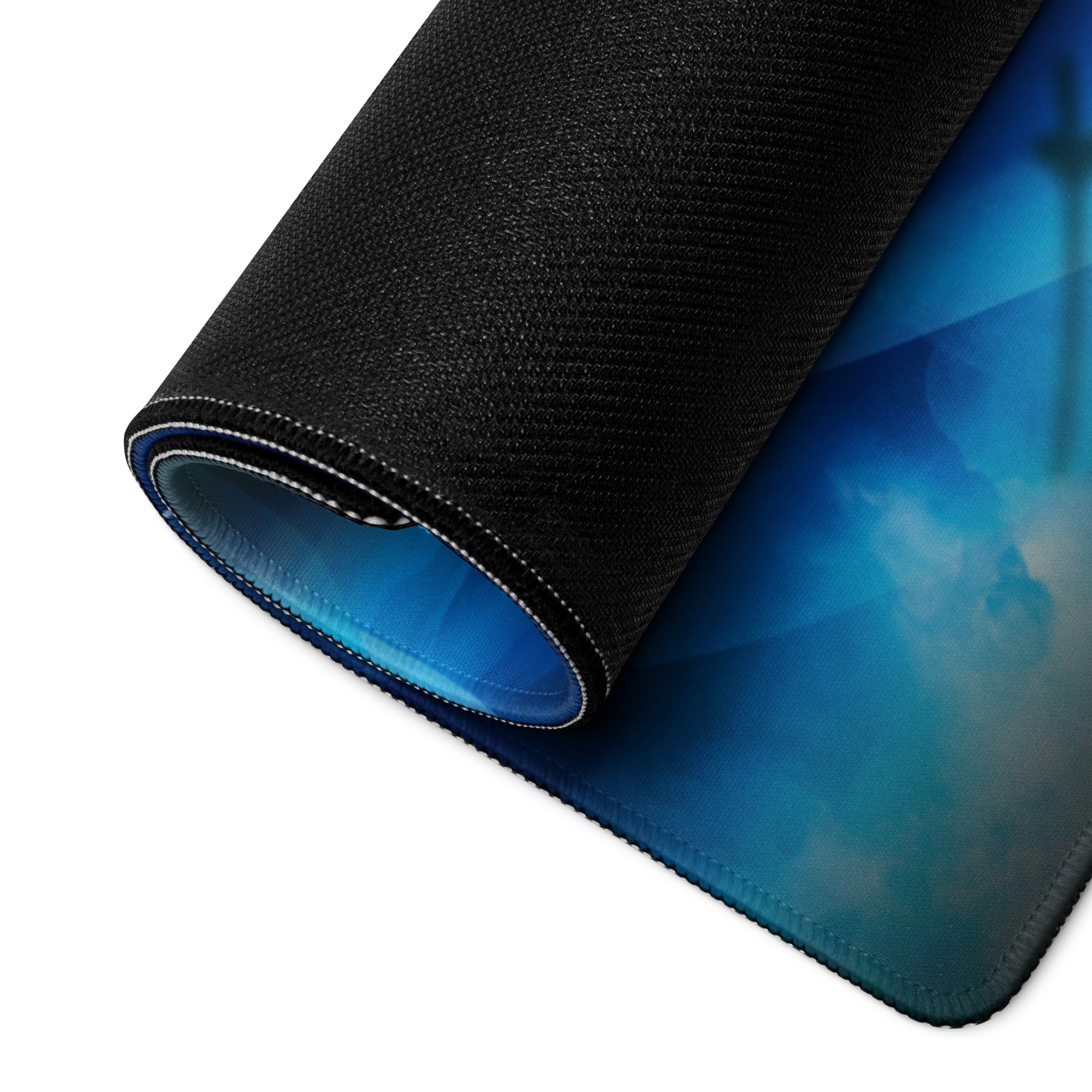 Blue Moon Battle Silhouette Mouse Pad - Fantasy Blue Gaming Desk Digital Art Epic Mood Cyberpunk RGB Desk Mat