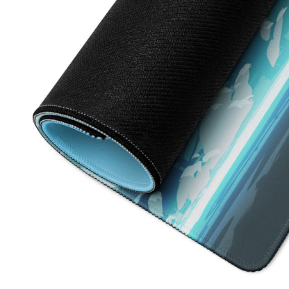 Azure Neon Cityscape Gaming Pad - Cityscape Blue Desk Mat Gaming Sci Fi Art | Moody Cinematic Futuristic Anime Inspired