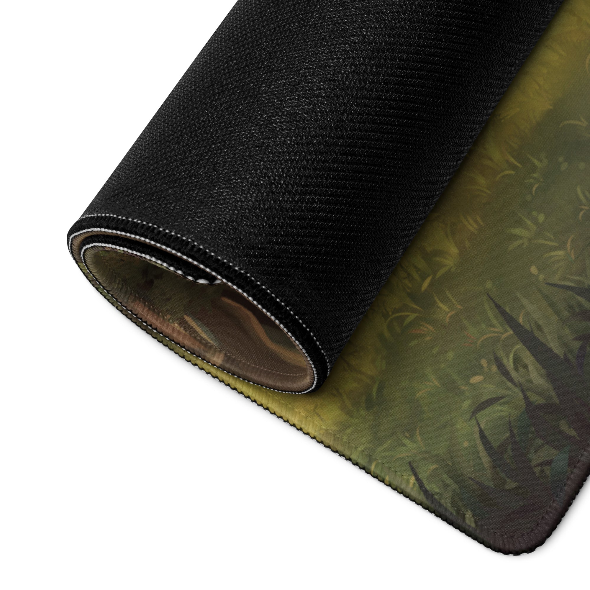 Forest Dawn Gaming Mouse Pad - Forest Scene Green Brown Desk Painterly Calm Natural Woodland Desk Mat Digital