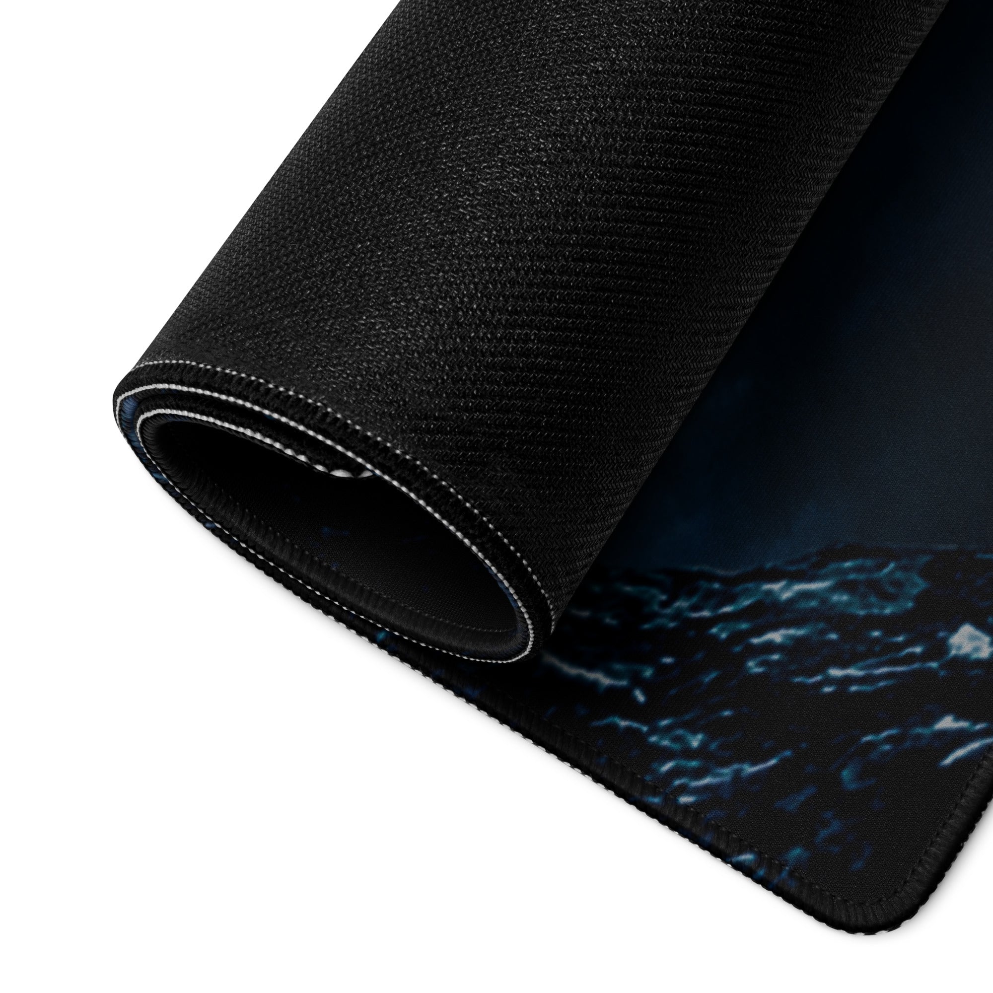Cosmic Orbit Gaming Mouse Pad - Space Scene Blue Black Orange Desk Setup Moody Futuristic Minimalist Space Decor Print