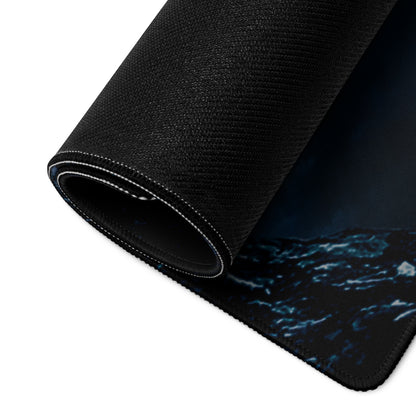 Cosmic Orbit Gaming Mouse Pad - Space Scene Blue Black Orange Desk Setup Moody Futuristic Minimalist Space Decor Print