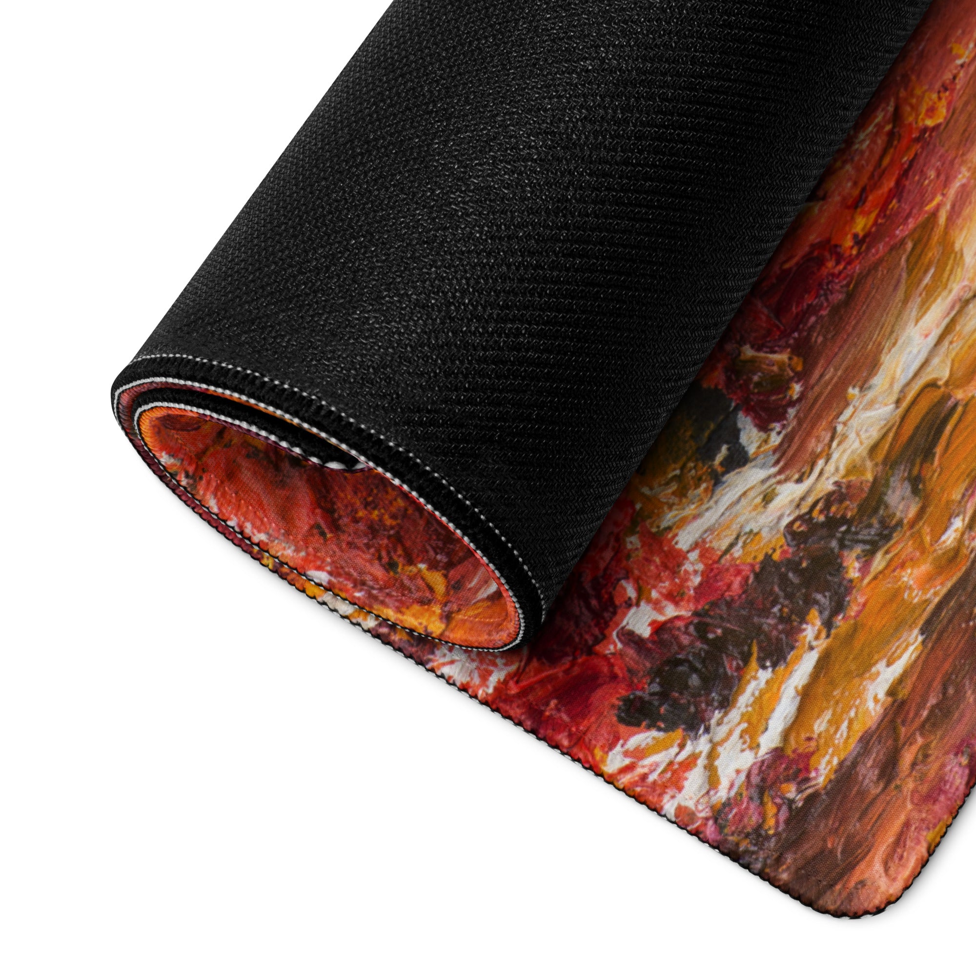 Autumn Forest Abstract Art Mouse Pad - Autumn Forest Art Orange Yellow Desk Mat Abstract Cozy Warm Desk Setup Impasto
