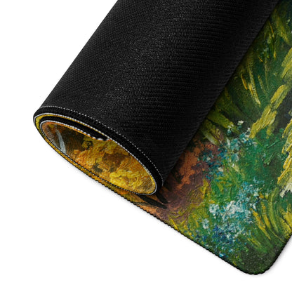 Autumn Forest Impressionist Mouse Pad - Autumn Forest Scene Orange Yellow Red Desk Impressionist Vibrant Mood Oil