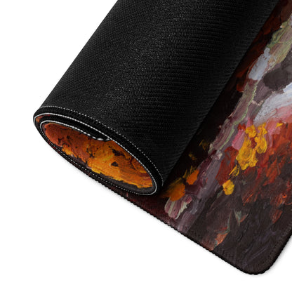 Autumn Ember Abstract Pad - Mouse Pad Autumn Orange Black Desk Office Abstract - Cozy Modern Rustic Gaming Desk Oil