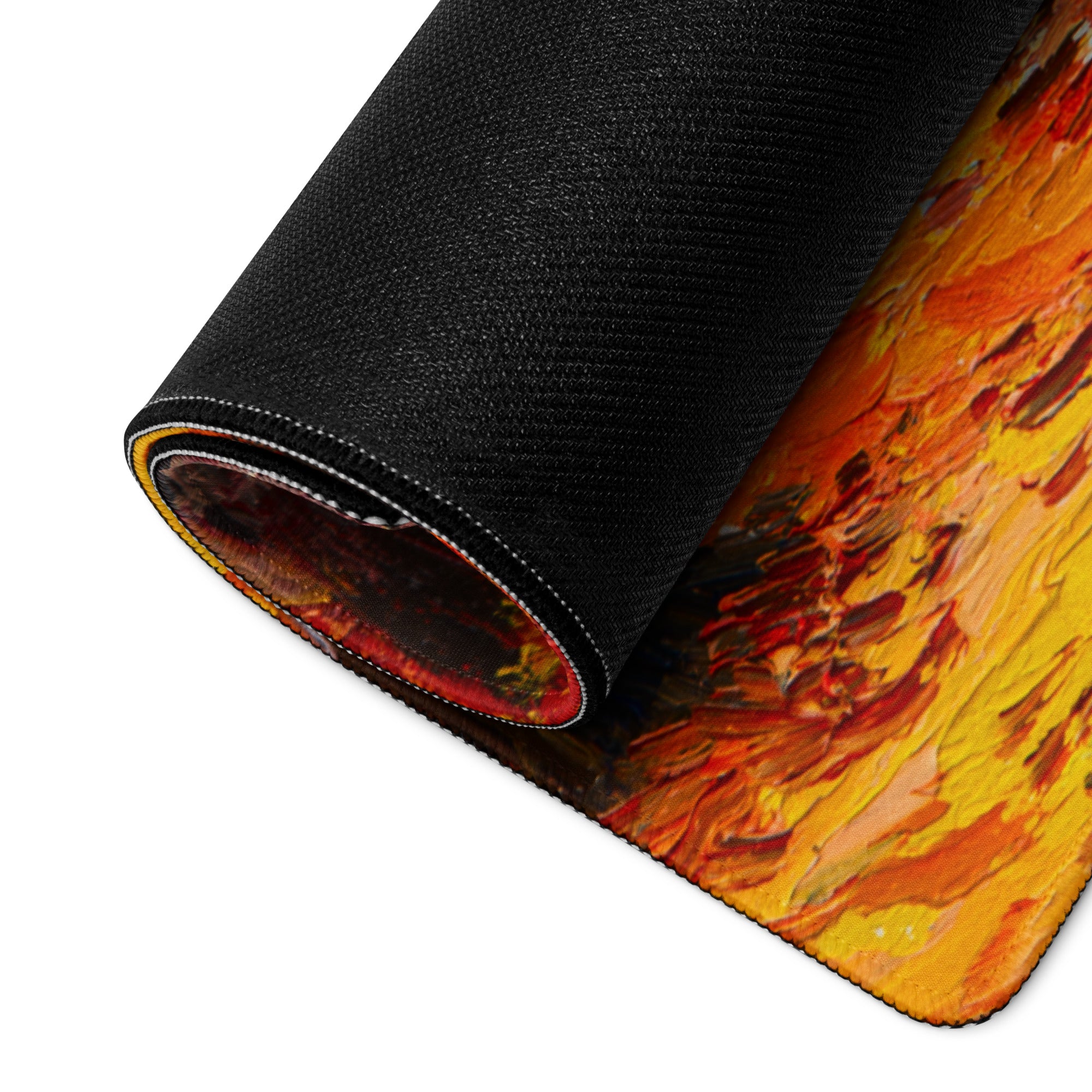 Autumn Landscape Gaming Mouse Pad - Autumn Orange Red Desk Impressionist Oil Warm Cozy Mood Contemporary Office Non Slip