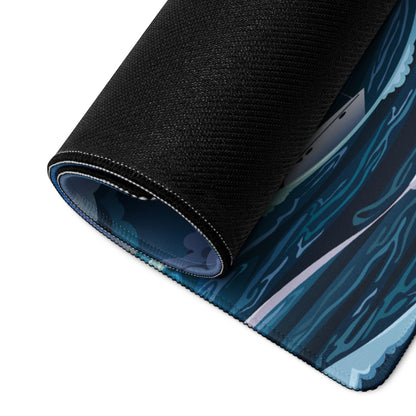 Stormy Sea Navigator Mouse Pad - Mouse Pad Navy Blue Desk Illustrated Dramatic Nautical Modern Gaming Digital