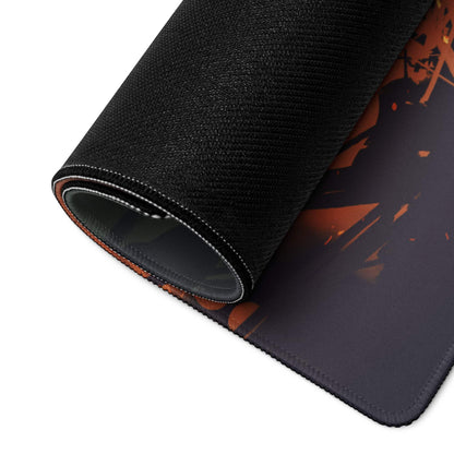 Fiery Winged Battle Art Mouse Pad - Gaming Mouse Pad Black And Orange Gaming Desk Dark Fantasy Intense Mood Desk Mat