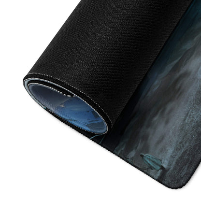 Shattered Crystal Mountains Desk Pad - Shattered Crystal Mountains Blue Gaming Desk Pad Epic Mood Futuristic Decor