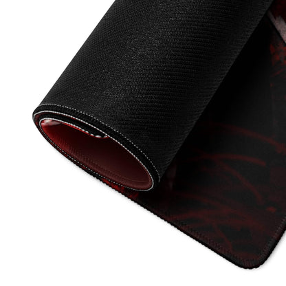 Crimson Fury Gaming Mouse Pad - Gaming Mouse Pad Red Black For Desk Anime Art Large Non Slip Edge Stitch Digital Print