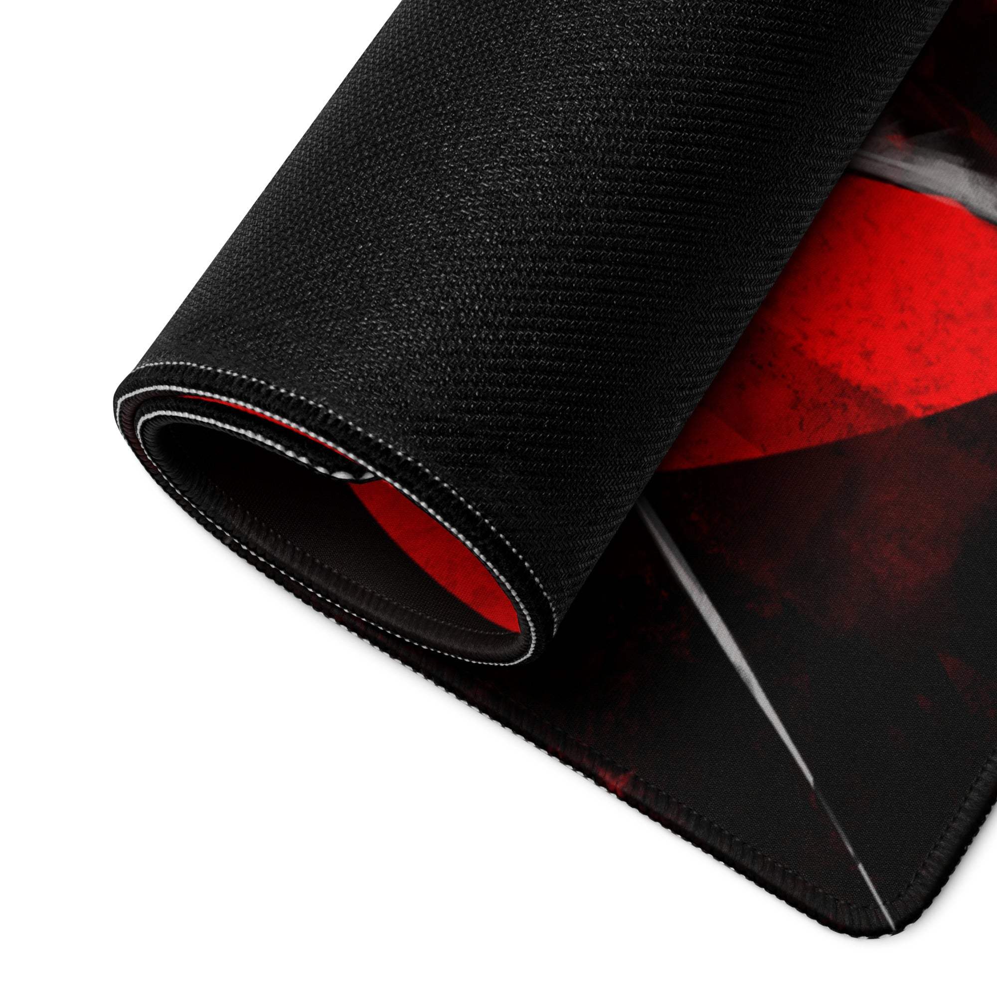 Crimson Oni Gaming Mouse Pad - Oni Red Black Gaming Desk Cyberpunk Intense Moody Minimalist Gamer Large Non Slip Stitched