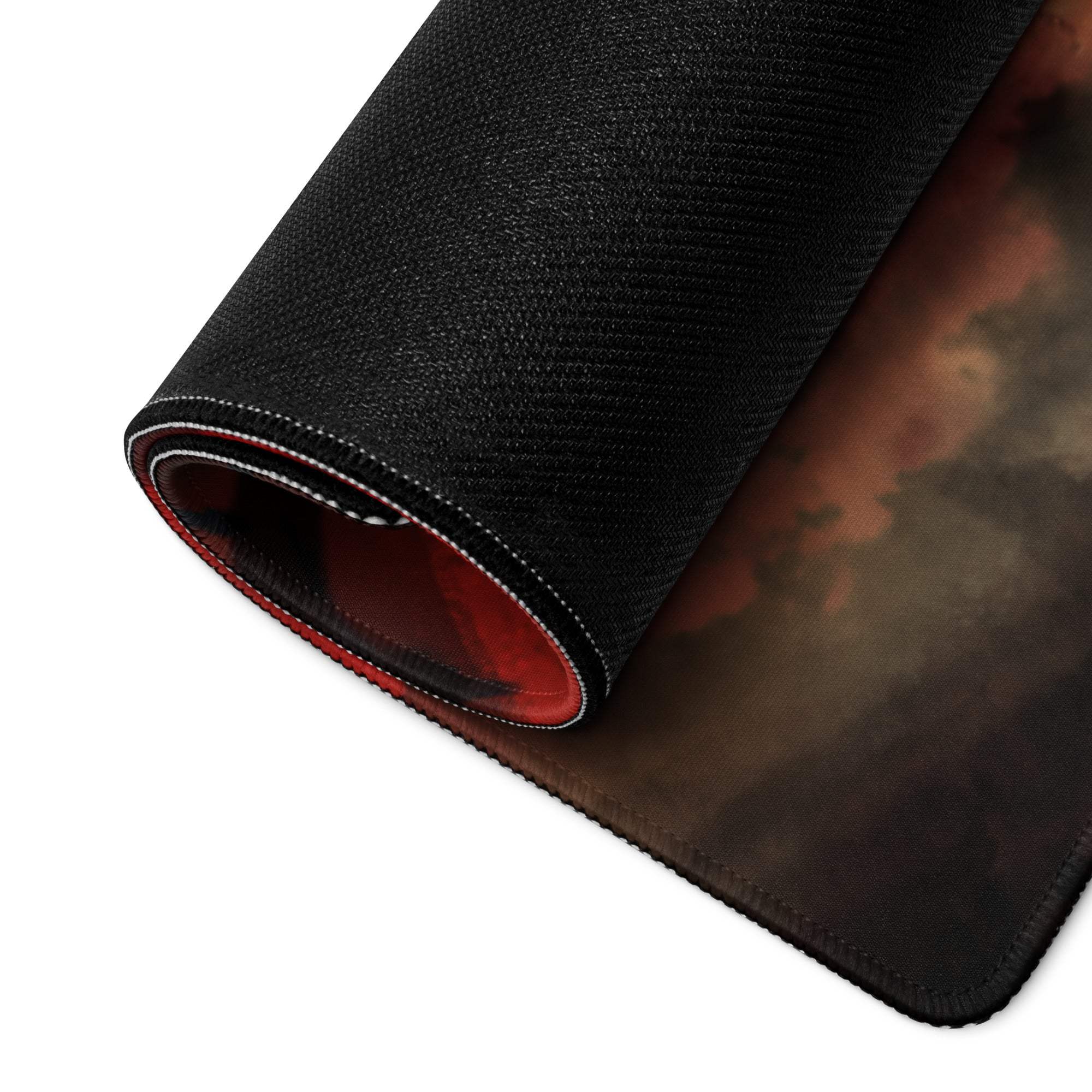 Crimson Fury Gaming Mouse Pad - Gaming Mouse Pad Red Black Desk Abstract Intense Techno Esports Large Size Digital Art