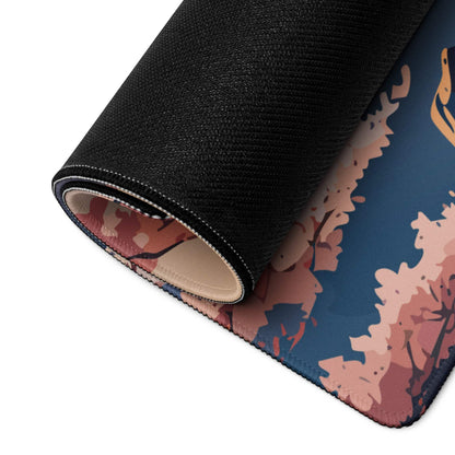 Fuji Mountain Sakura Desk Pad - Mount Fuji Pink Sakura Desk Pad Modern Zen Calm Mood Japanese Minimal Gamers Art