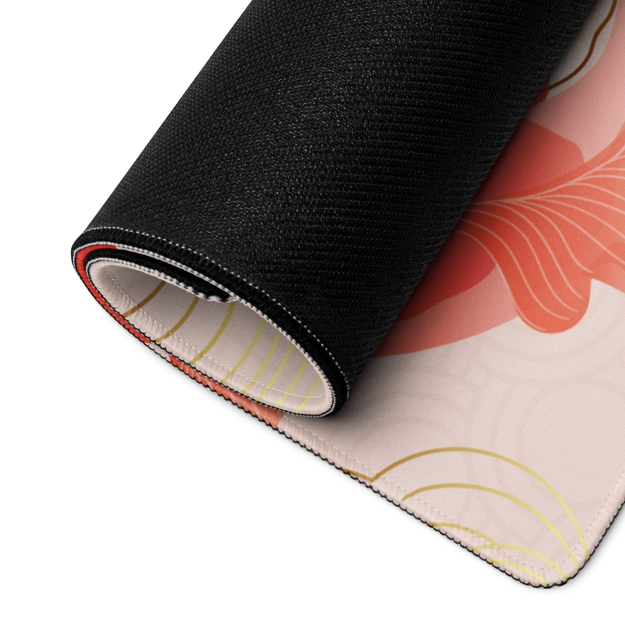 Blush Floral Gaming Mouse Pad - Gaming Mouse Pad, Blush Pink, Gold Accent, Elegant Mood, Modern Decor, Non Slip