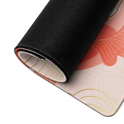Blush Floral Gaming Mouse Pad - Gaming Mouse Pad, Blush Pink, Gold Accent, Elegant Mood, Modern Decor, Non Slip