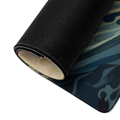 Ocean Wave Gaming Mouse Pad - Gaming Mouse Pad Red Navy Teal Desk Ukiyoe Dramatic Mood Modern Desk Decor Gaming Desk Mat